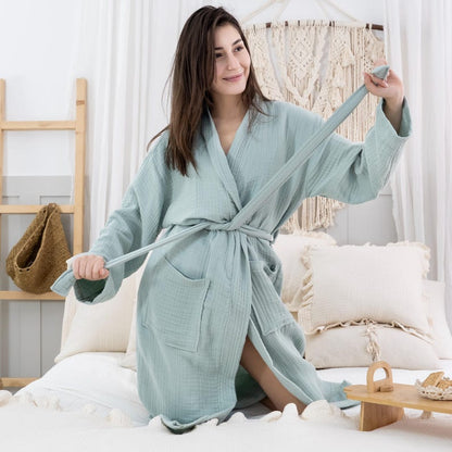 Organic 4-Layer Muslin Cotton Kimono Robe