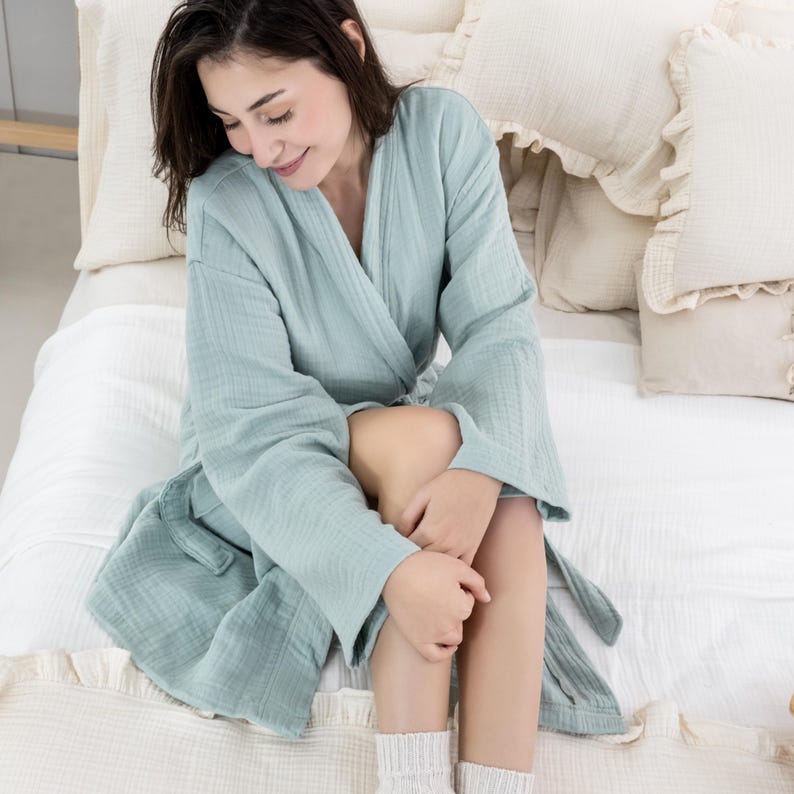 Organic 4-Layer Muslin Cotton Kimono Robe