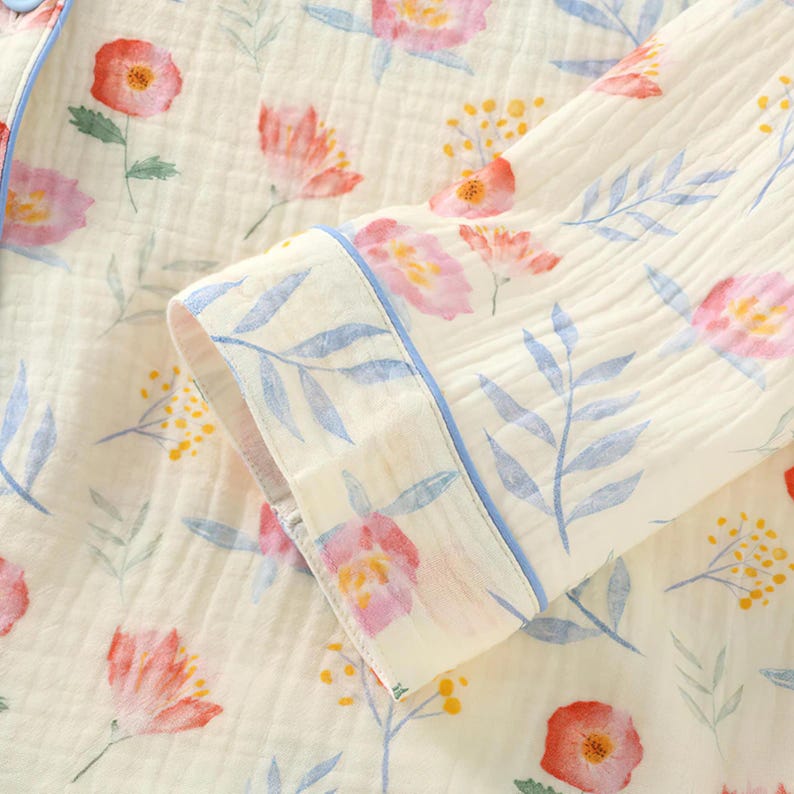 Muslin Double-Gauze Floral Pajama Set