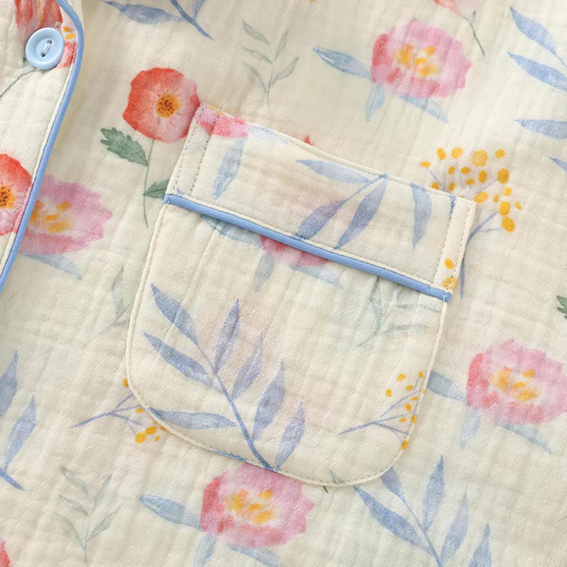 Muslin Double-Gauze Floral Pajama Set