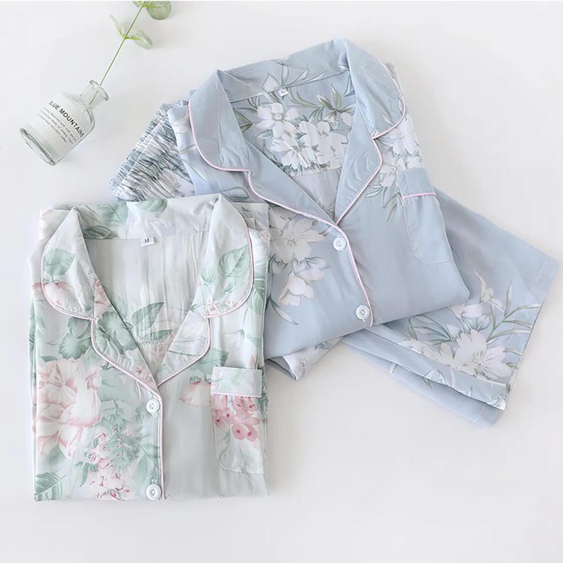 Botanical Sky Muslin Cotton Pajama Set