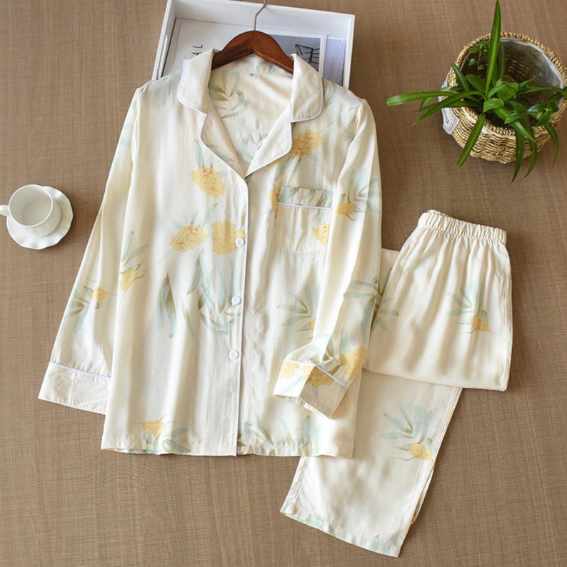 Botanical Sky Muslin Cotton Pajama Set