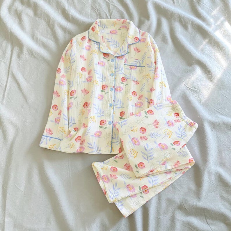 Muslin Double-Gauze Floral Pajama Set